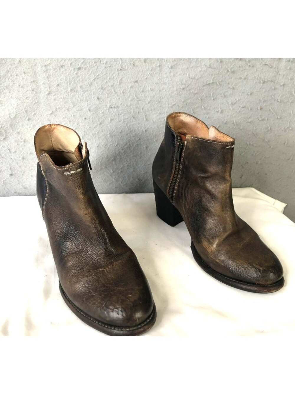 Bed Stu Boots Womens Size 10 Brown Leather Cobbler Ankle Zip Western Booties